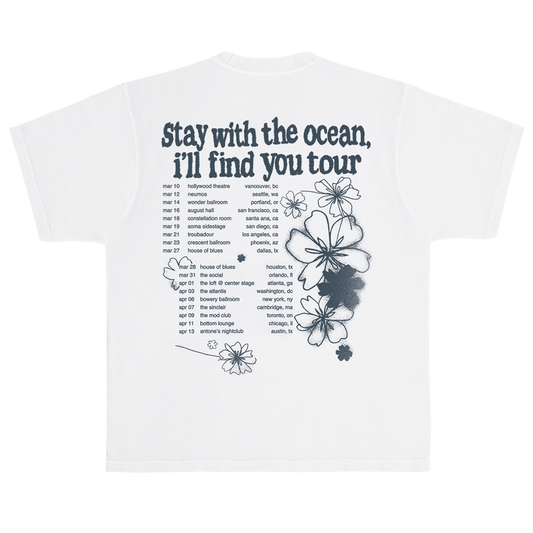 stay with the ocean tour tee - white