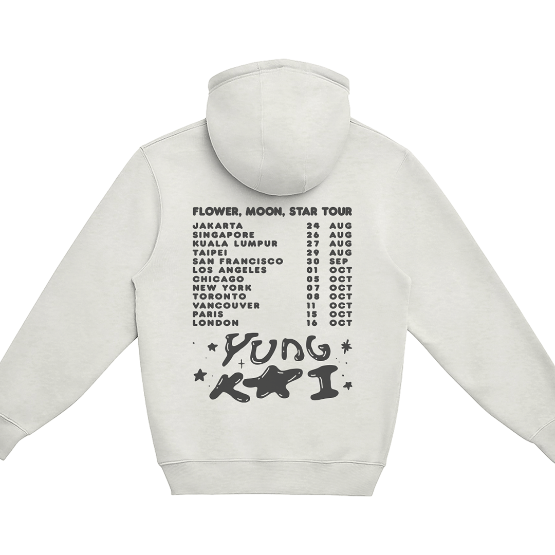 flower, moon, star tour zip hoodie