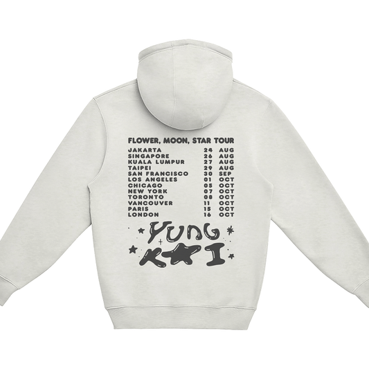 flower, moon, star tour zip hoodie